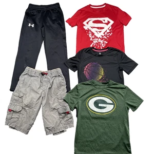 Youth Boys LOT (5) Medium 8-10 T-Shirts Jogger Cargo Superman NFL Steelers NBA - Picture 1 of 18