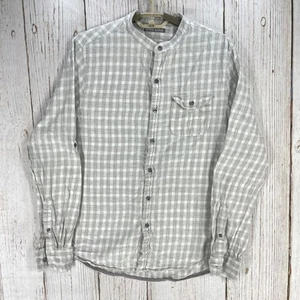 Michael Bastian Button Up Shirt Men Size Medium M Gray White Plaid 100% Cotton - Picture 1 of 7