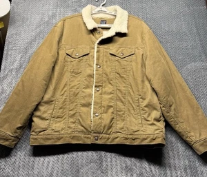 GAP Men’s XXL Corduroy Sherpa Lined Trucker Jacket Mission Tan Faux Shearling - Picture 1 of 10