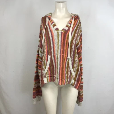 Suéter Pullover con Capucha a Rayas Marca Lucky Bolsillos Cuello en V XL Foto 1 de 4