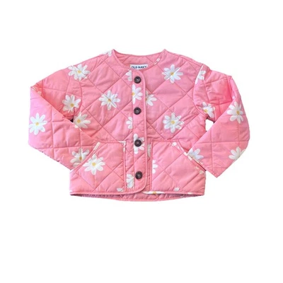 Old Navy Youth Girls' Size 6/7 Jacket. Pink Floral. Button Up. Pockets. Puffer - Image 1 of 4