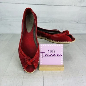 Cole Haan Women's G Series Red Satin Espadrille Slip On Peep Toe Shoe Sz 10 B - Picture 1 of 14