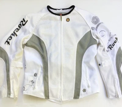 Jaqueta de motocicleta Joe Rocket feminina Cleo tamanho G branca prata malha acolchoada blindada - Imagem 1 de 4