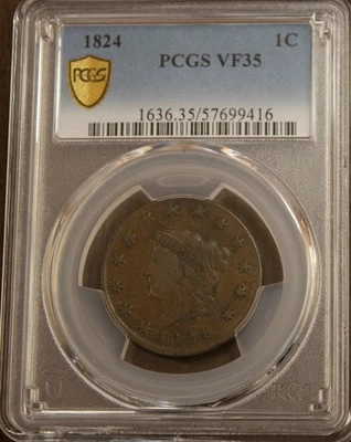 1824 Braided Hair Large Cent PCGS VF35 Lot  2533 - Image 1 of 4
