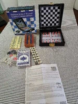 Compendio de juegos de viaje de lujo 6 en 1, estuche, ajedrez, cuna, dominó, cartas... Foto 1 de 4
