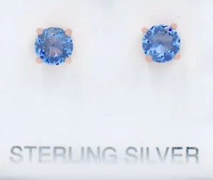 LAB CREATED 2.28 Cts TANZANITE EARRINGS .925 Sterling Silver (ROSE TONE) - NWT - Picture 1 of 6