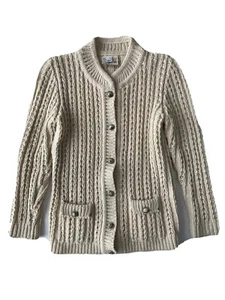 Gaeltarra Harrods Sweater Womens Small 34 Aran Hand Loomed Wool Ireland Cardigan - Picture 1 of 9
