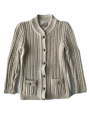 Gaeltarra Harrods Sweater Womens Small 34 Aran Hand Loomed Wool Ireland Cardigan - Image 1 of 4
