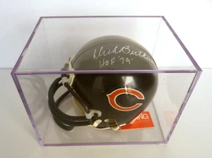 Dick Butkus Chicago Bears Autographed Riddell Mini Helmet & Display Case Ticket - Picture 1 of 8