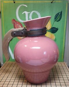 Arcadia Pottery E29 Vintage Coffee Urn Water Jug Carafe Wood & Metal Handle