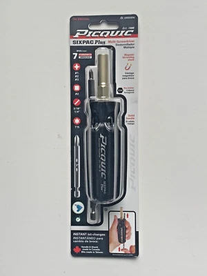 PICQUIC SIXPAC Plus Screwdriver Multi Bit w/ 7 Hex Power Bits - "Black" - Image 1 of 2