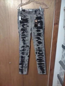 Jordache Girls Skinny Jeans 18 Tie Wash Black Bling Straight Leg NWT - Picture 1 of 6