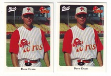1996 Best Tucson Toros DAVE EVANS #7 - 2 Card Lot - Houston Astros