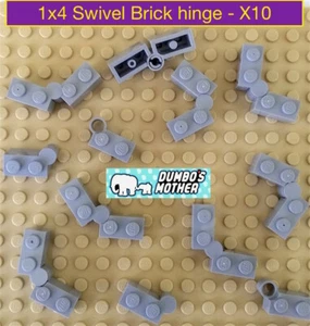 LEGO 1x4 Hinge Brick with Swivel Base & Top Complete Light Bluish Gray NEW X10 - Picture 1 of 1