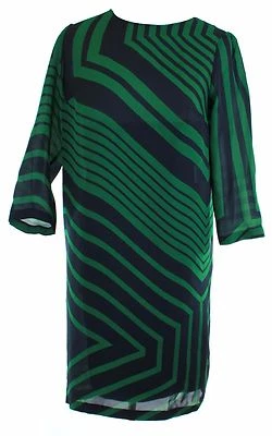 Stella McCartney Dress Green & Navy Blue Shift Small UK8 IT38 EU36 Silk RRP £690 Foto 1 de 4