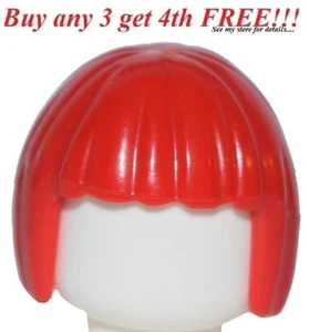 ☀️NEW Lego Minifig Hair Female Girl Bright Red Short Bob Cut Agents Page - Picture 1 of 4