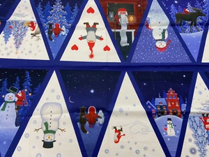 Lewis & Irene Tomtens Forest Friends Christmas Bunting Panel Cotton Fabric Hare - Picture 1 of 3