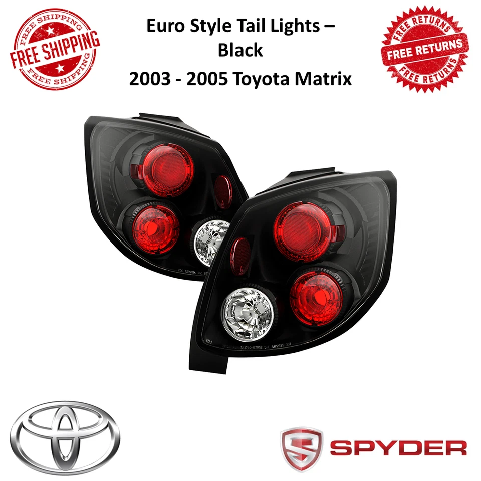 Par de luces traseras Spyder Auto estilo euro negras para 03-05 Toyota Matrix #5007599 Foto 1 de 4