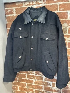 Abrigo vaquero Wyoming Traders 100 % lana virgen Western Ranch negro grande - Imagen 1 de 12