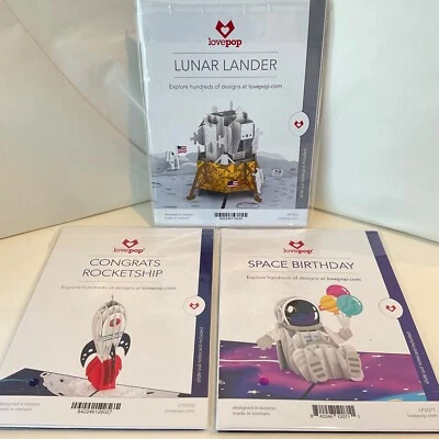 Lovepop Cards Lot of 3 Lunar Lander, Space Birthday,Congrats Rocketship - Image 1 of 2
