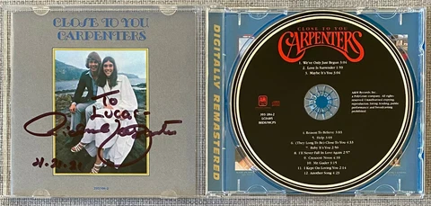 Richard Carpenter Signed In Person Close To You CD Cover - The Carpenters Cover