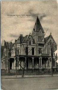 1909 OH Postkarte McMillan öffentliche freie Bibliothek Youngstown Ohio STARKE ABNUTZUNG  - Bild 1 von 2