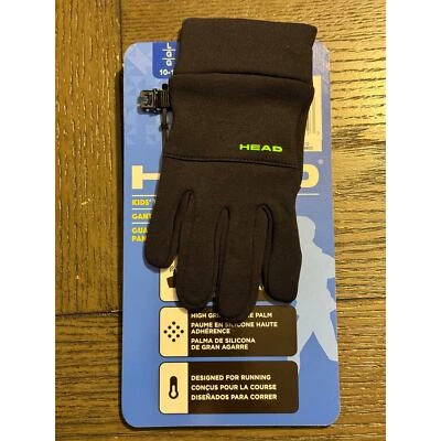 HEAD Kids 触摸屏手套黑色和绿色高硅胶手掌尺寸 LG 10-14 — 第 1/3 张图片