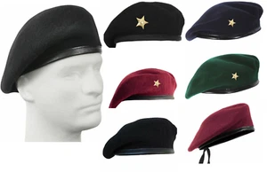 Gorra Boina Con Estrella Dorada Sombrero Lana Militar Ejército Francés Azul Negro Verde Granate - Imagen 1 de 12