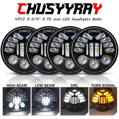 Kit de 4 faros LED Hi-Lo DRL de 5-3/4 de 5,75 pulgadas para Lincoln Mark V 1977-1981 Foto 1 de 4