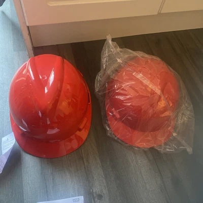 MSA 2 X Safety Hard Hat MSA Red Helmet V-Gard 52-64CM