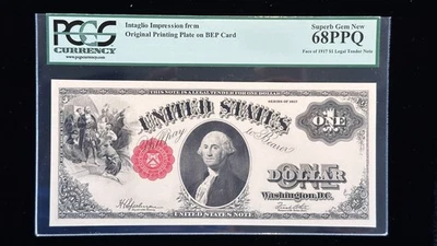 BEP Intaglio 1917 $1 Legal Tender Note Obverse / Face 68PPQ PCGS Superb GEM - Image 1 of 2