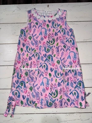 Lilly Pulitzer Girls Size 6 Pink Mermaid Print Sleeveless Shift Dress - Image 1 of 4