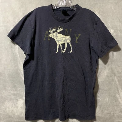 Camiseta Abercrombie Fitch Para Hombres XL Músculo Gráfico Alce Azul Marino Manga Corta Algodón Foto 1 de 4