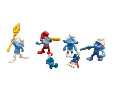 Lote de 4 bonecos de brinquedo McDonald's The Smurfs Happy Meal vintage 2011 mais 2 bônus - Imagem 1 de 4