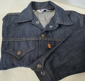 Vintage 70s Levi’s Blue Cotton Snap Button Jacket Kids Size 10 Orange Tab - Picture 1 of 5