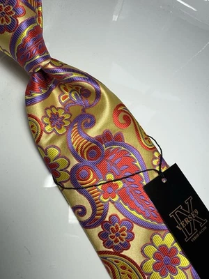 NUEVO CON ETIQUETAS VERSO 9 MULTICOLOR ESTILO PAISLEY ESTAMPADO SEDA DISEÑOS CORBATA Y PAÑUELO Foto 1 de 4
