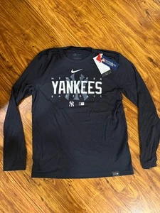 Camisa Nike New York Yankees Para Hombres Mediana Azul Marino Manga Larga Dri Fit Béisbol - Imagen 1 de 5