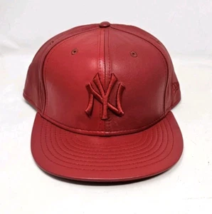 New Era New York Yankees Echtleder Rot Cap Größe 8 LESEN ANSEHEN - Bild 1 von 11