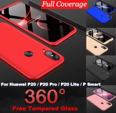 Funda híbrida protectora completa 360° para Huawei P20 Pro/Lite + Cubierta de vidrio templado Foto 1 de 4