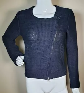 Paul & Joe Sister Womens Long Sleeve Zipper Sweater Coat Navy Blue Size 36 - Picture 1 of 12