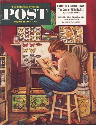 1951 AUG 11 Butterfly Collector SATURDAY EVENING POST COVER ONLY #6 - Image 1 of 3
