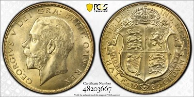 Great Britain 1923 Half Crown PCGS Ms 64 S-4021A Phenomenal Color  - Image 1 of 4