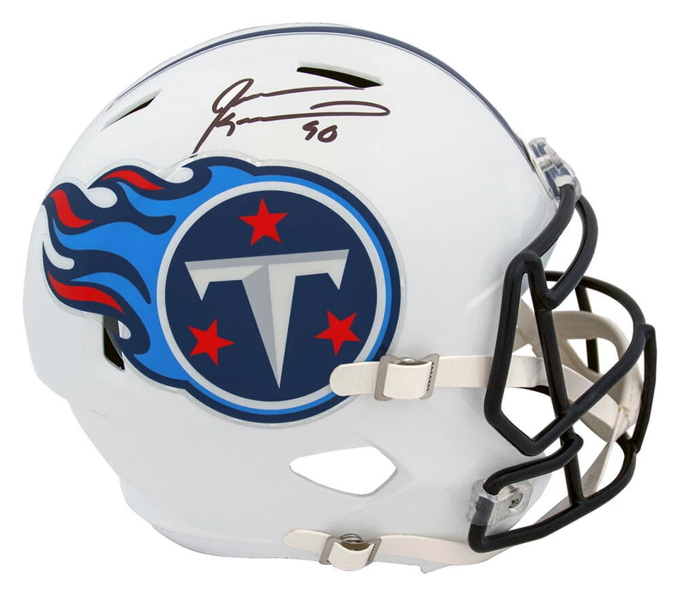 Jevon Kearse Signed Titans White T/B Riddell Full Size Speed Rep Helmet (SS COA) - Image 1 of 1