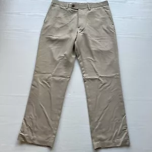 Cutter Buck Twill Microfiber Flat Front Pant Mens 32x30 Tan Straight Leg - Picture 1 of 14