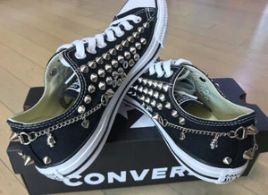 Tenis Genuinas CONVERSE All-star Bajo Tachuelas Cadena y Calavera Sheos Alta Calidad - Imagen 1 de 11