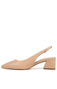 Franco Sarto Womens Racer Slingback Low Block Heel Pointed Toe Pump, Beige - Picture 1 of 9
