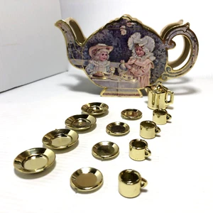 Vintage Merrimack Paper Die Cut Victorian Tea Pot Box with Tea Set Very Good Con - Picture 1 of 6