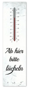 Kult-Thermometer + Schlüsselhalter - Ab hier lächeln - Alu Innen+Aussen T004 - Bild 1 von 3