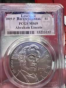 2009P US $1 SILVER LINCOLN Bicentennial Commemorative Half! PCGS MS69 Superb GEM - Picture 1 of 6