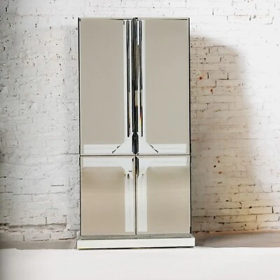 Late 20th Century Postmodern to Art Deco Revival Mirrored Entertainment Cabinet - Image 1 of 4
